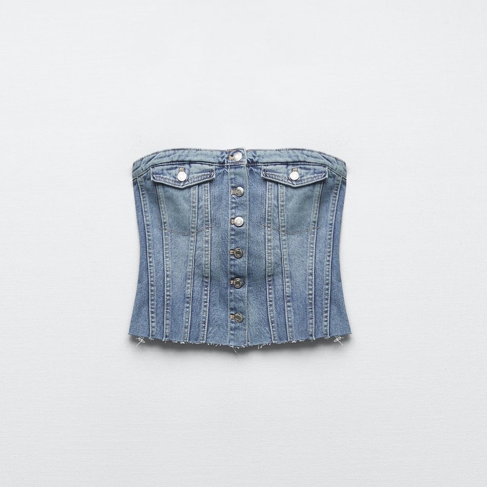 Zara Corset Style Denim Top TRF